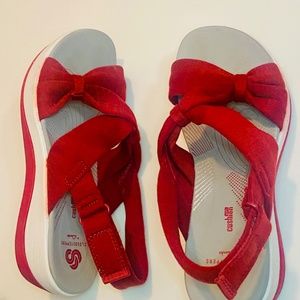 Cloudsteppers by Clarks: Women's Arla Belle Jersey Sport Sandal: Red